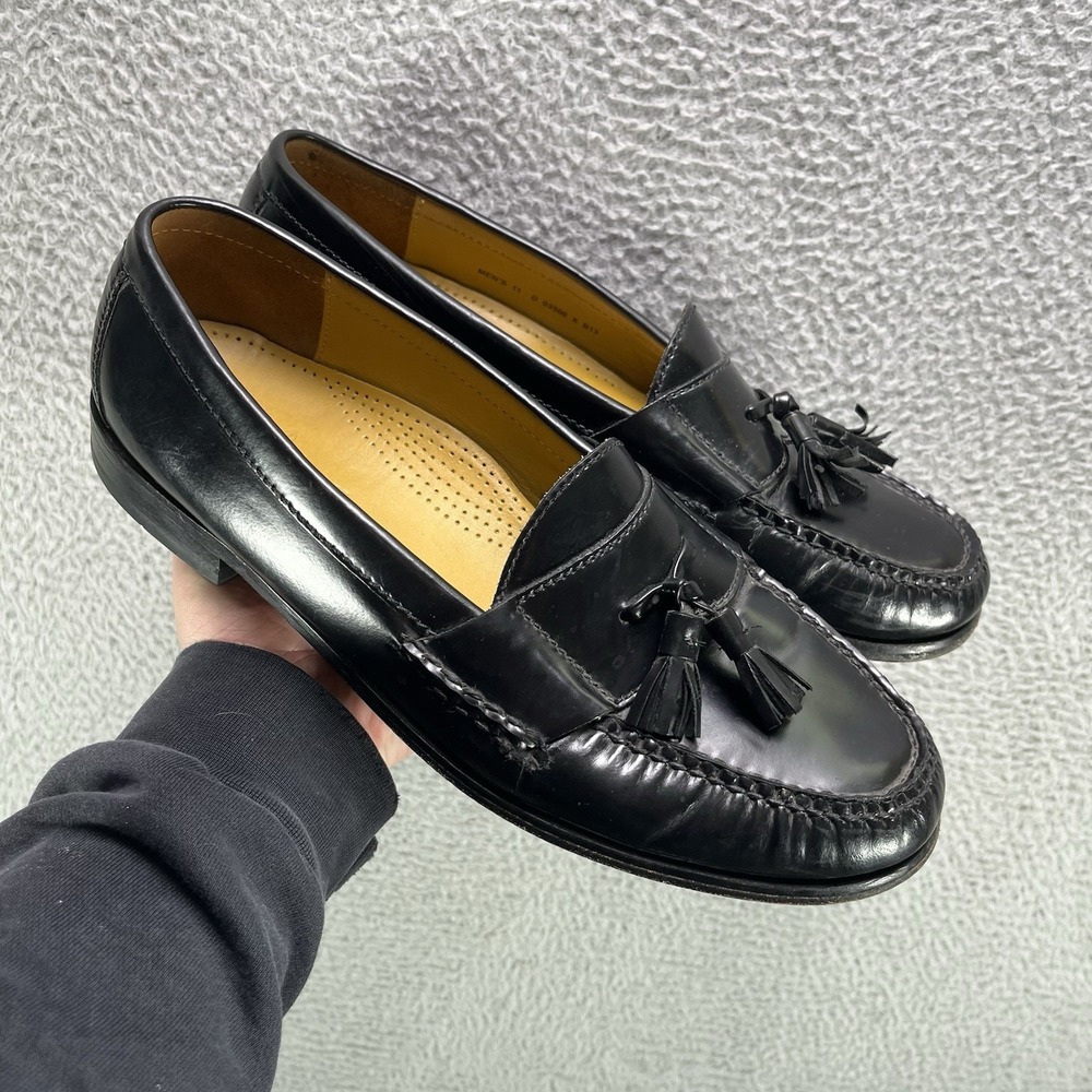 Cole Haan Pinch Tassel Loafer Shoes Mens 11 D Black Slip On Casual Leather